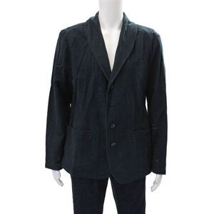 Odin Mens Cotton Button Down V Neck Collared Jacket Blue Size L